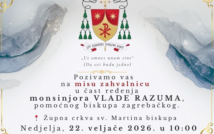 Misa zahvalnica povodom biskupskoga ređenja mons. Vlade Razuma u Svetom Martinu pod Okićem